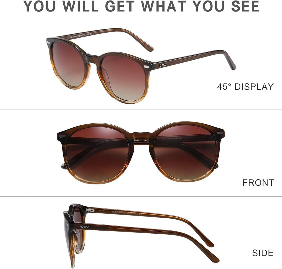 DUCO Retro Polarisierte Damen Sonnenbrille UV400 Vintage