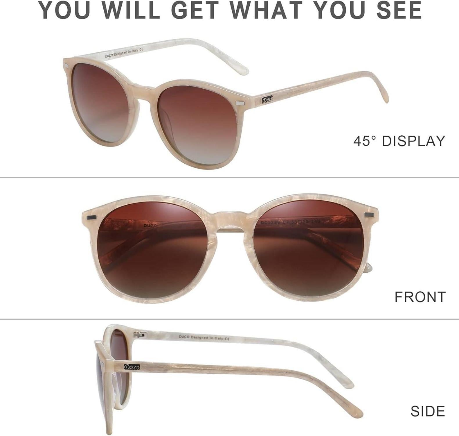 DUCO Retro Polarisierte Damen Sonnenbrille UV400 Schutz