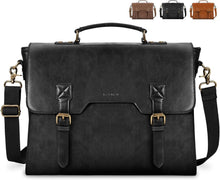 Umhängetasche Herren Vintage Laptoptasche 15,6 Zoll Schwarz
