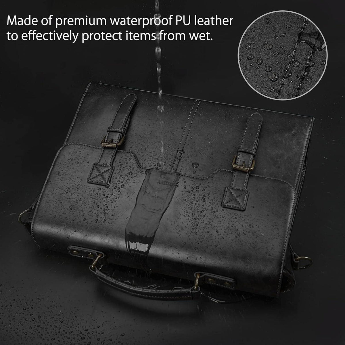 Herren Umhängetasche 15,6 Zoll Vintage Laptoptasche Schwarz