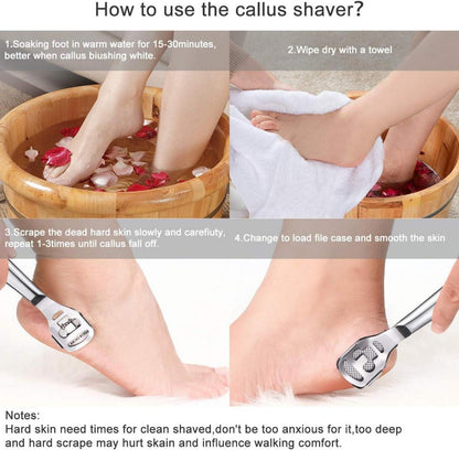 Hornhautentferner Fußfeile Edelstahl Pediküre Werkzeug 10 Klingen