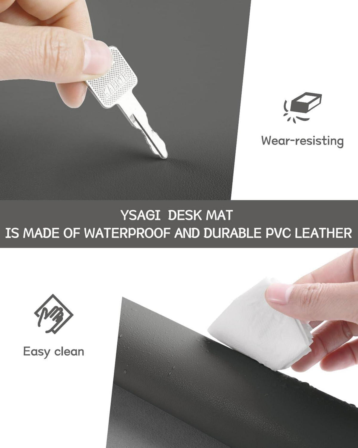 Großes Office Mousepad Schreibtischunterlage Leder Wildleder rutschfest