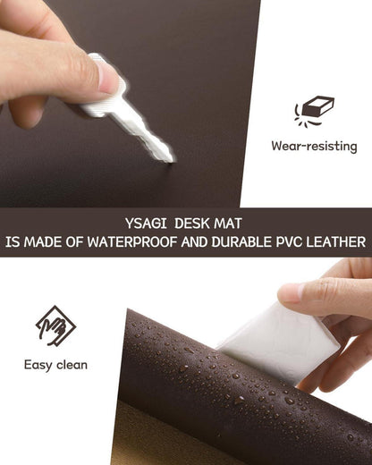 Großes Office Mousepad Schreibtischunterlage Leder (Dunkelbraun) 60x35cm