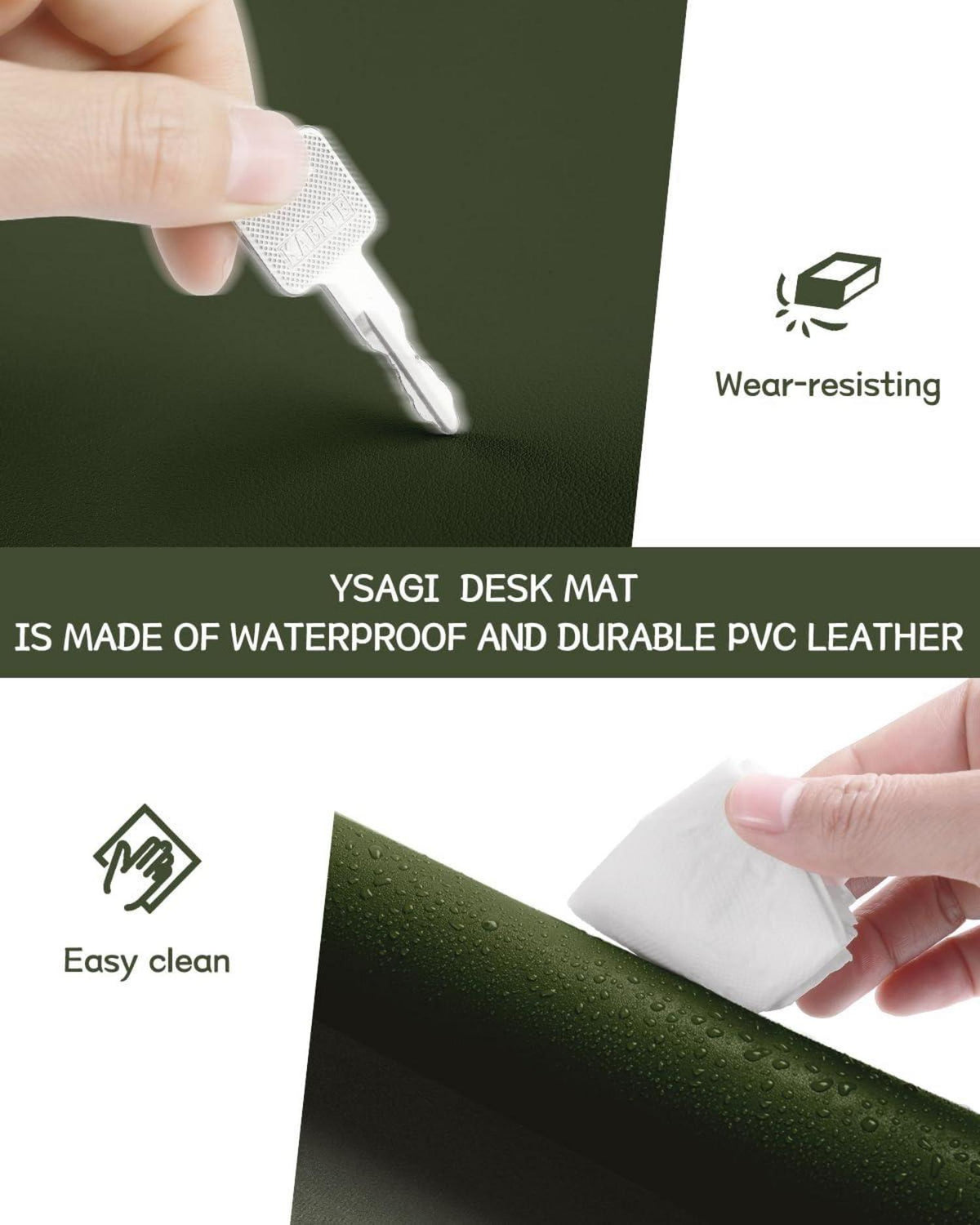 Schreibtischunterlage Mauspad Leder Wildleder Office 80x40cm Dunkelgrün