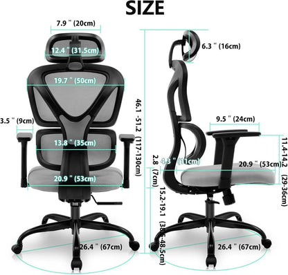 Ergonomischer Bürostuhl mit verstellbarer Kopfstütze und