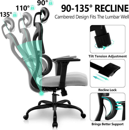 Ergonomischer Bürostuhl mit verstellbarer Kopfstütze und