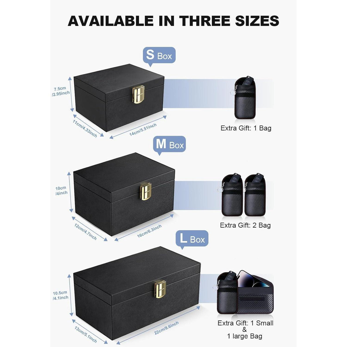 Keyless Go Schutzbox mit Faraday Taschen – Schwarz XL