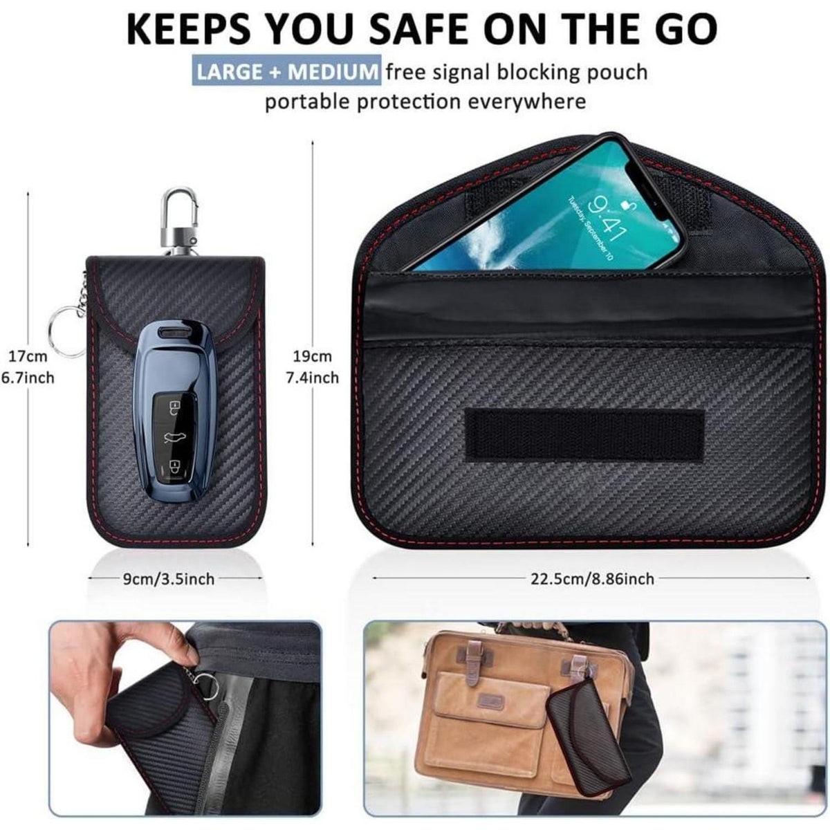 Keyless Go Schutzbox mit Faraday Taschen – Schwarz XL