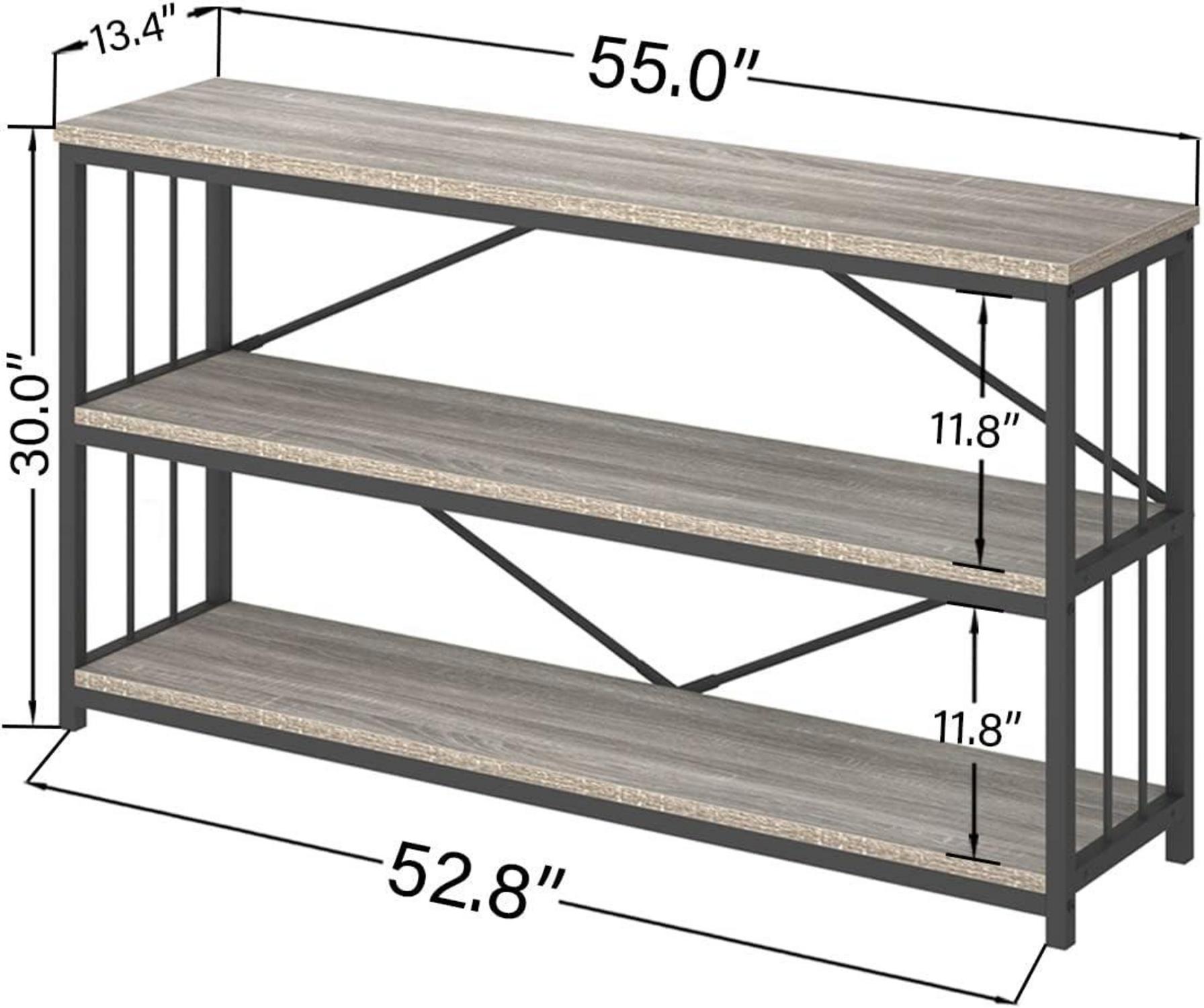Schwarzer Konsolentisch Holz 3 Ebenen 140x34x74 cm Modernes