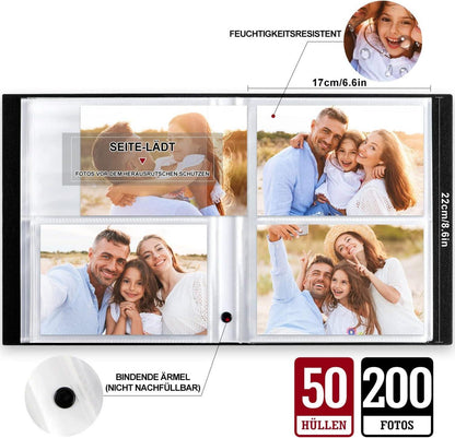 Fotobuch Leinen Einstecken 200 Taschen 10x15 Querformat Grau