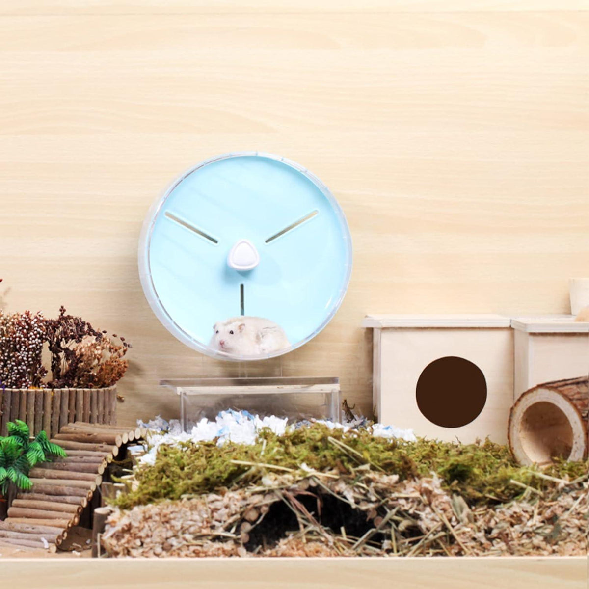 Leises 17cm Hamsterrad für syrische Zwerghamster, Rennmäuse, Mäuse - Blau