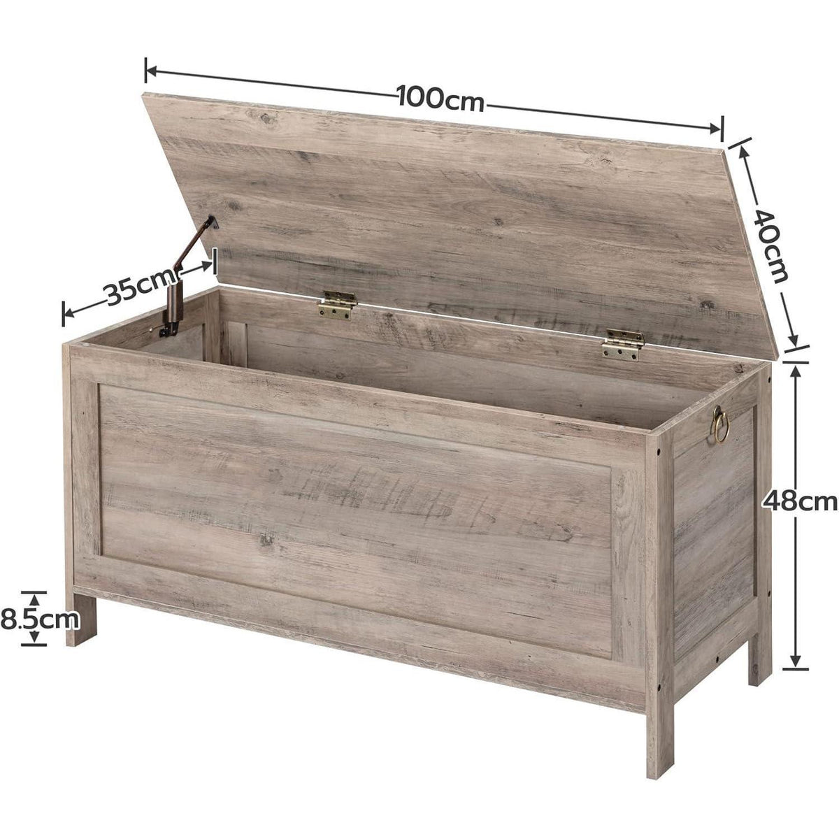 Truhe mit Stauraum, 100 cm, Greige