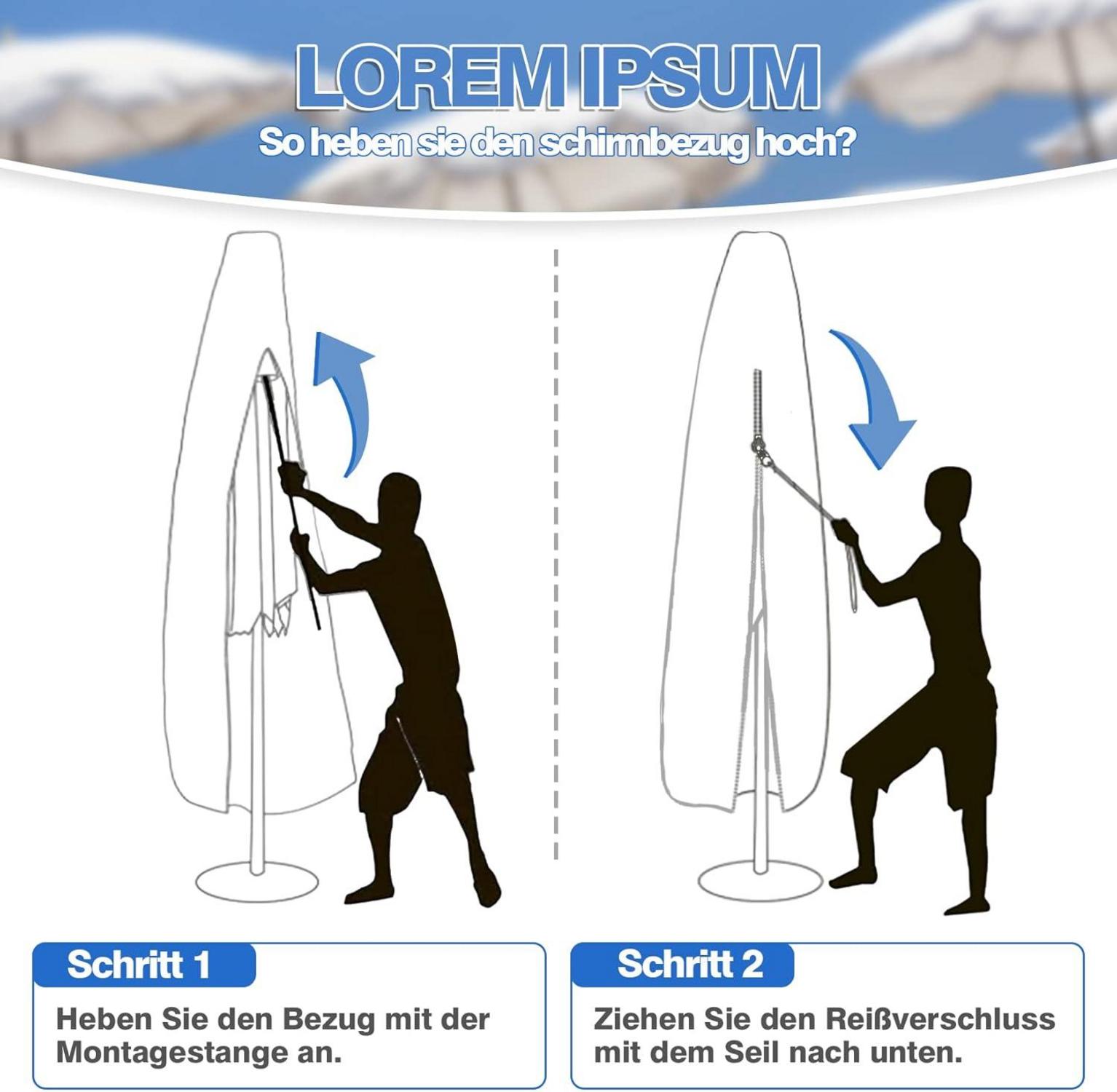 Sonnenschirm Schutzhülle 420D für 2-4m Ampelschirm Ø200 Ø300 Ø400 cm