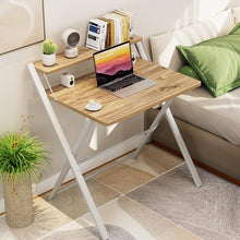 Klappschreibtisch Klein Beige Metall Holzplatte