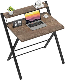 Klappbarer Schreibtisch mit Regal für kleine Räume - Dunkelbraun