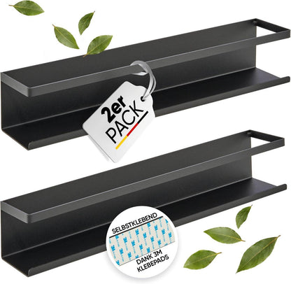 Gewürzregal 2er Set Schwarzes Metallregal für Gewürzgläser ideal für