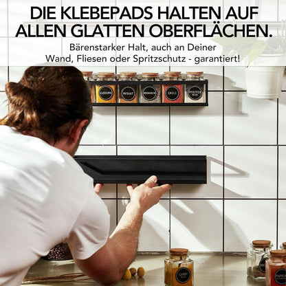LIKAYA®️ Gewürzregal 2er Set Schwarz Metallregal für Gewürzgläser Ankerkraut 3M