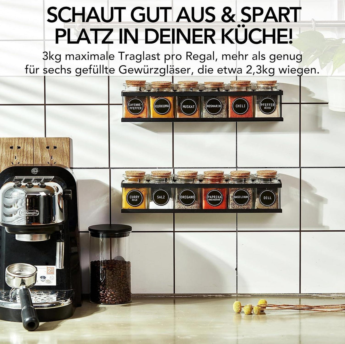 Gewürzregal 2er Set Schwarzes Metallregal Gewürzgläser Ankerkraut