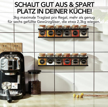 Gewürzregal 2er Set Schwarzes Metallregal Gewürzgläser Ankerkraut