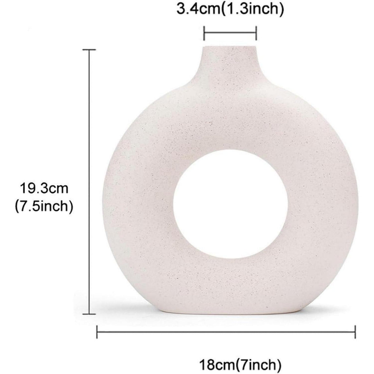 Keramik Vase Donut Design, Beige, Größe M