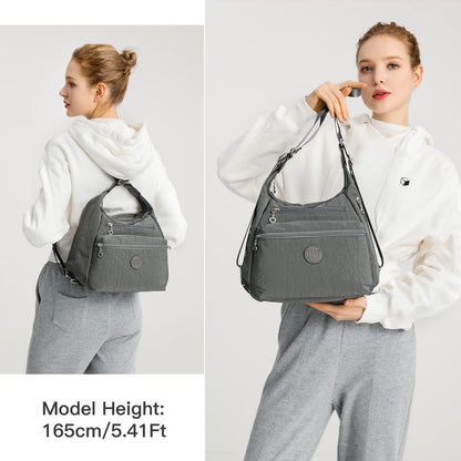 KONO Damen Rucksack Umhängetasche 3in1 Wasserdicht Grau