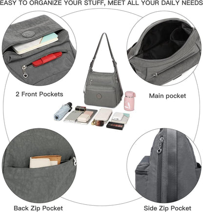 Damen Rucksack Umhängetaschen Nylon Schultertaschen 3 in 1