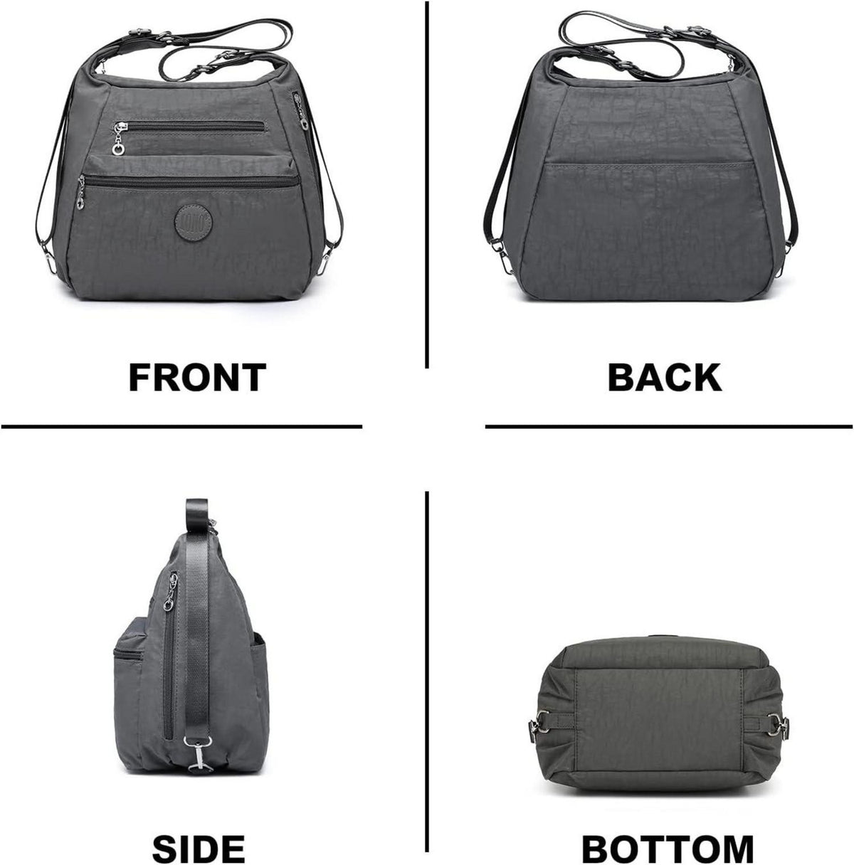 Damen Rucksack Umhängetasche Nylon Anti-Diebstahl Wasserdicht Grau