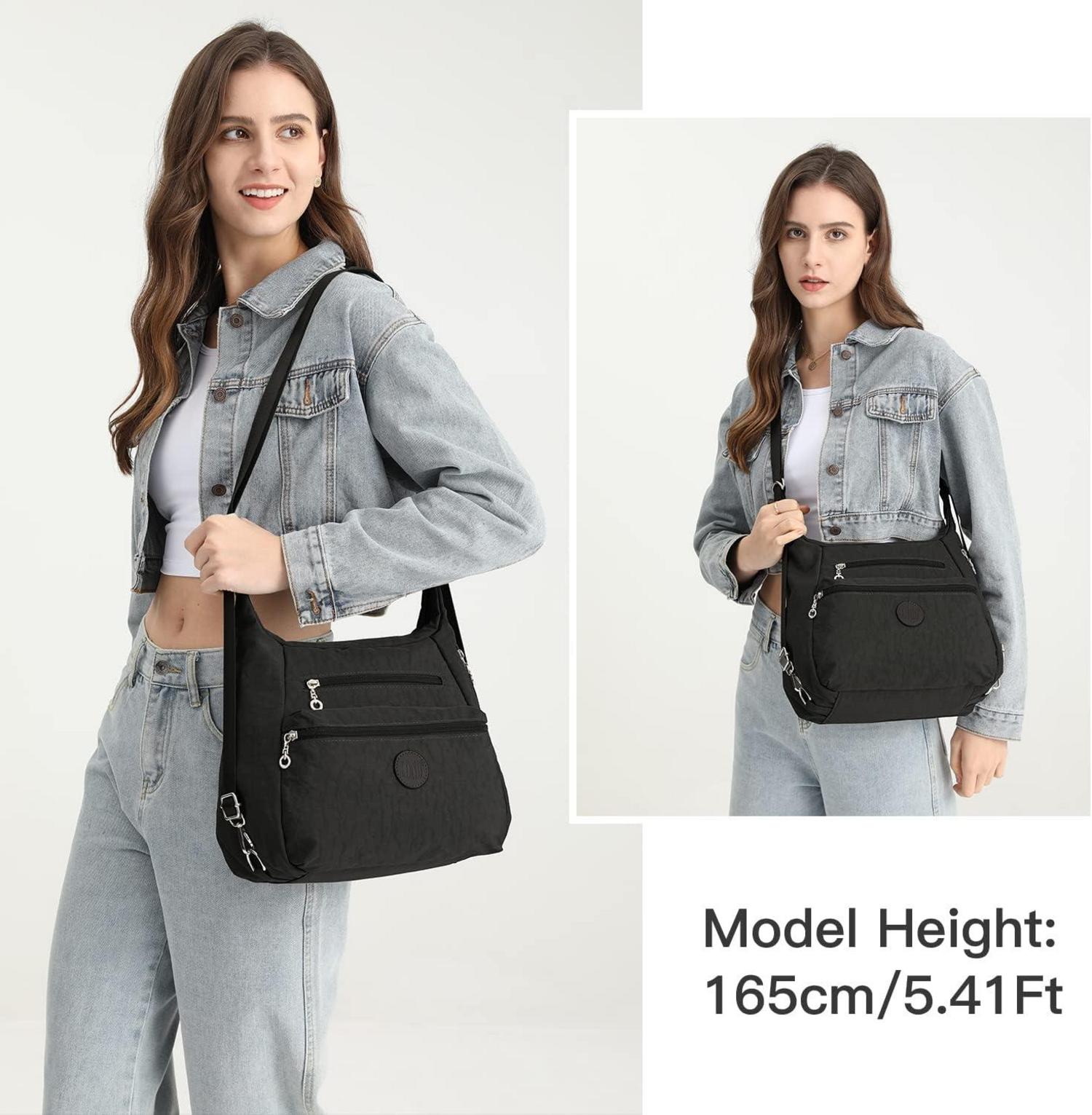 Damen Rucksack Umhängetasche Anti-Diebstahl wasserdicht Nylon Schwarz