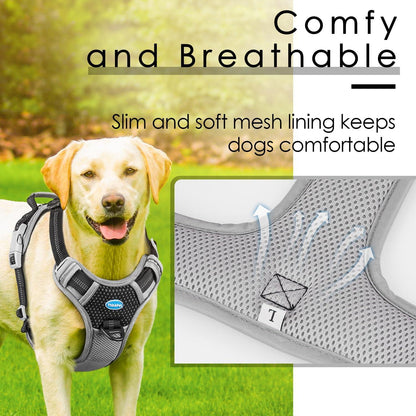 ThinkPet Hundegeschirr Anti-Zug mit Griff und Reflektierenden Streifen XL Schwarz