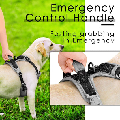Anti Zug Hundegeschirr XL Schwarz Reflektierend Atmungsaktiv Einstellbar Padded