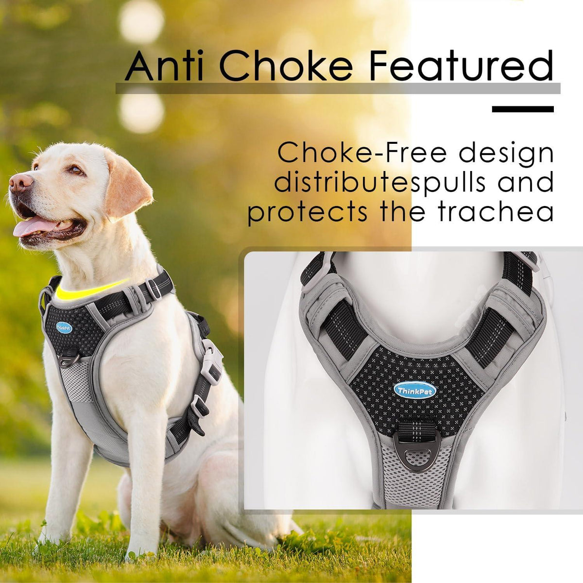 Anti Zug Hundegeschirr XL Schwarz Reflektierend Atmungsaktiv Einstellbar Padded