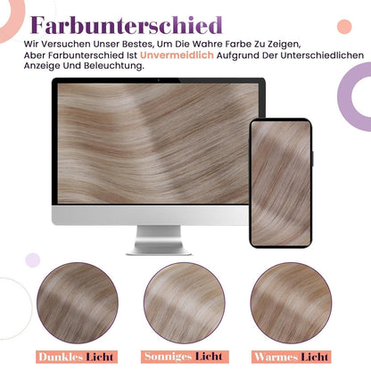 Echthaar Clip-in Extensions Aschblond Highlight 40cm