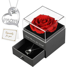 Muttertag Geschenk Ewige Rose mit Halskette in Geschenkbox
