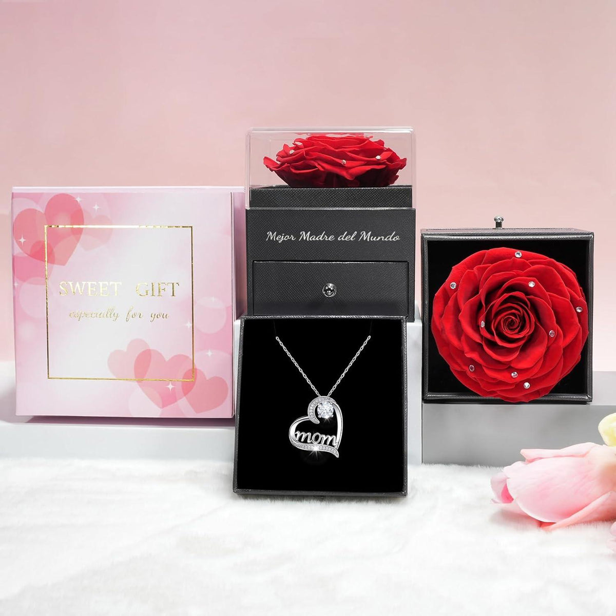 Ewige Rose Geschenkset für Mama mit Mom Halskette - Muttertagsgeschenk