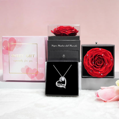 Ewige Rose Geschenkset für Mama mit Mom Halskette - Muttertagsgeschenk