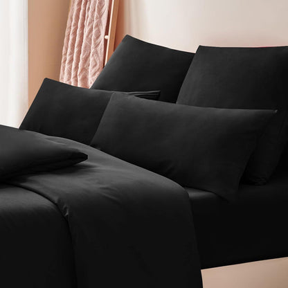 Kissenbezug 40x80 Schwarz 2er Set Mikrofaser Reißverschluss