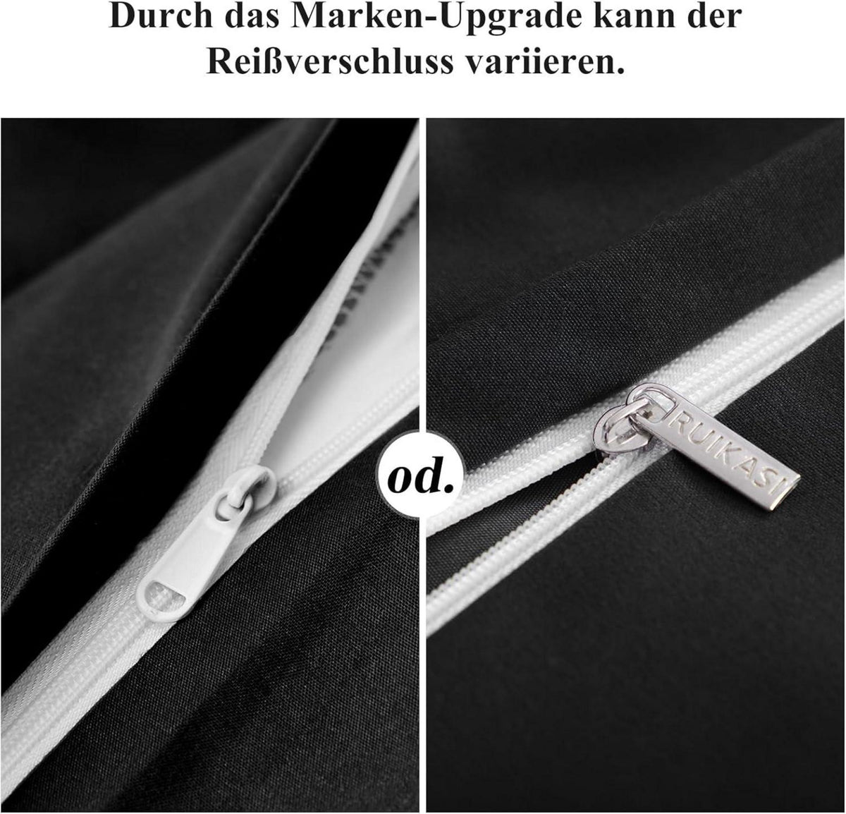 Kissenbezug 40x80 2er Set Schwarz Mikrofaser Reißverschluss