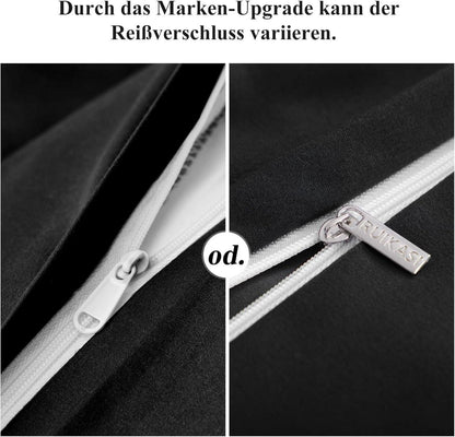 Kissenbezug 40x80 2er Set Schwarz Mikrofaser Reißverschluss