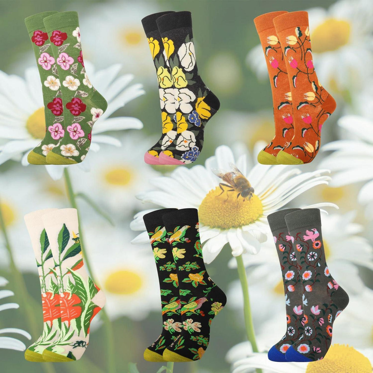 Bunte Baumwollsocken Damen 12 Paar mit Tiermotiv