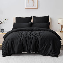 Bettwäsche-Set Mikrofaser Reißverschluss 3tlg Schwarz 220x240cm