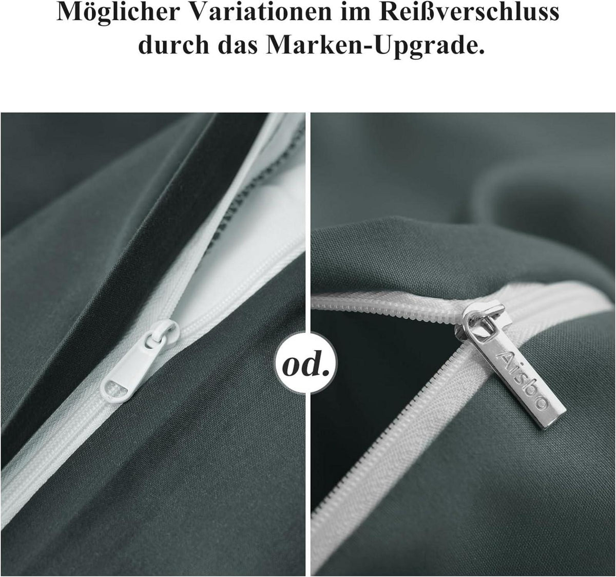 Bettwäsche 155x220 Grau 2tlg Set Mikrofaser Reißverschluss 40x80 cm
