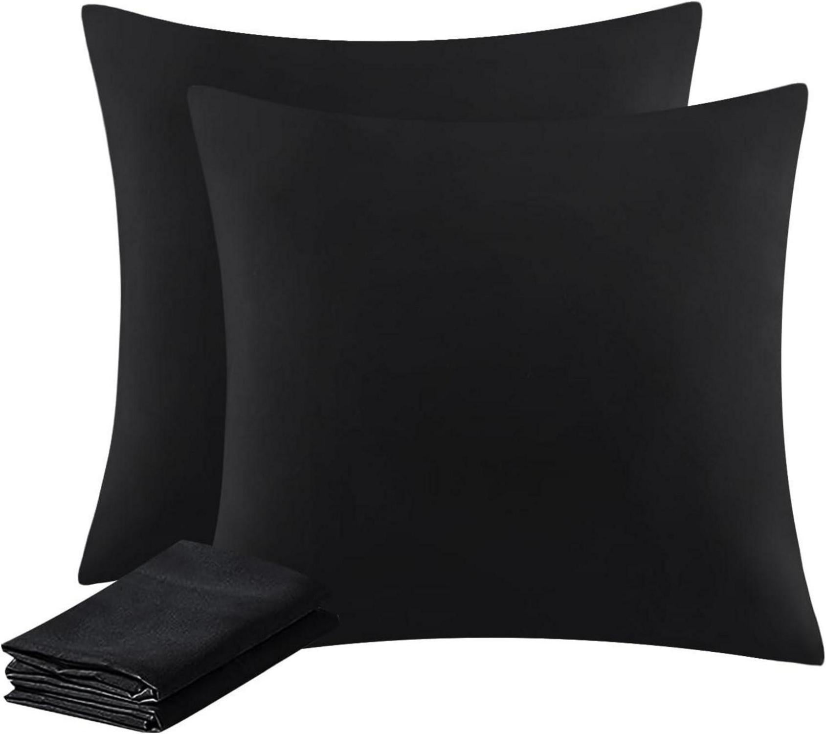 Kissenbezug Set Schwarz 80x80 Mikrofaser 2er Pack mit Reißverschluss
