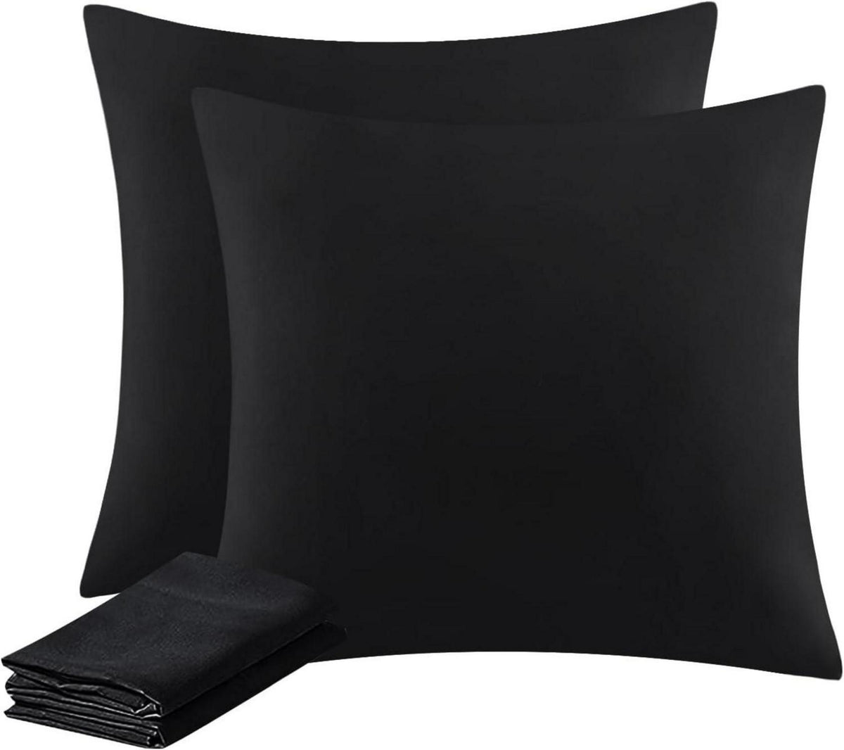 Kissenbezug 50x50 Schwarz 2er Set Mikrofaser Reißverschluss Weich
