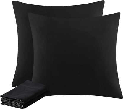 Kissenbezug 50x50 Schwarz 2er Set Mikrofaser Reißverschluss Weich