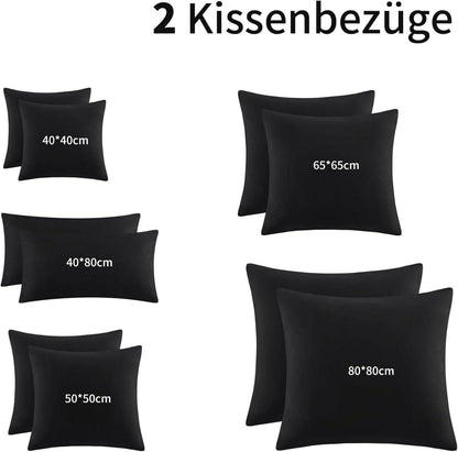 Kissenbezug 50x50 Set Schwarz Mikrofaser Weich Reißverschluss