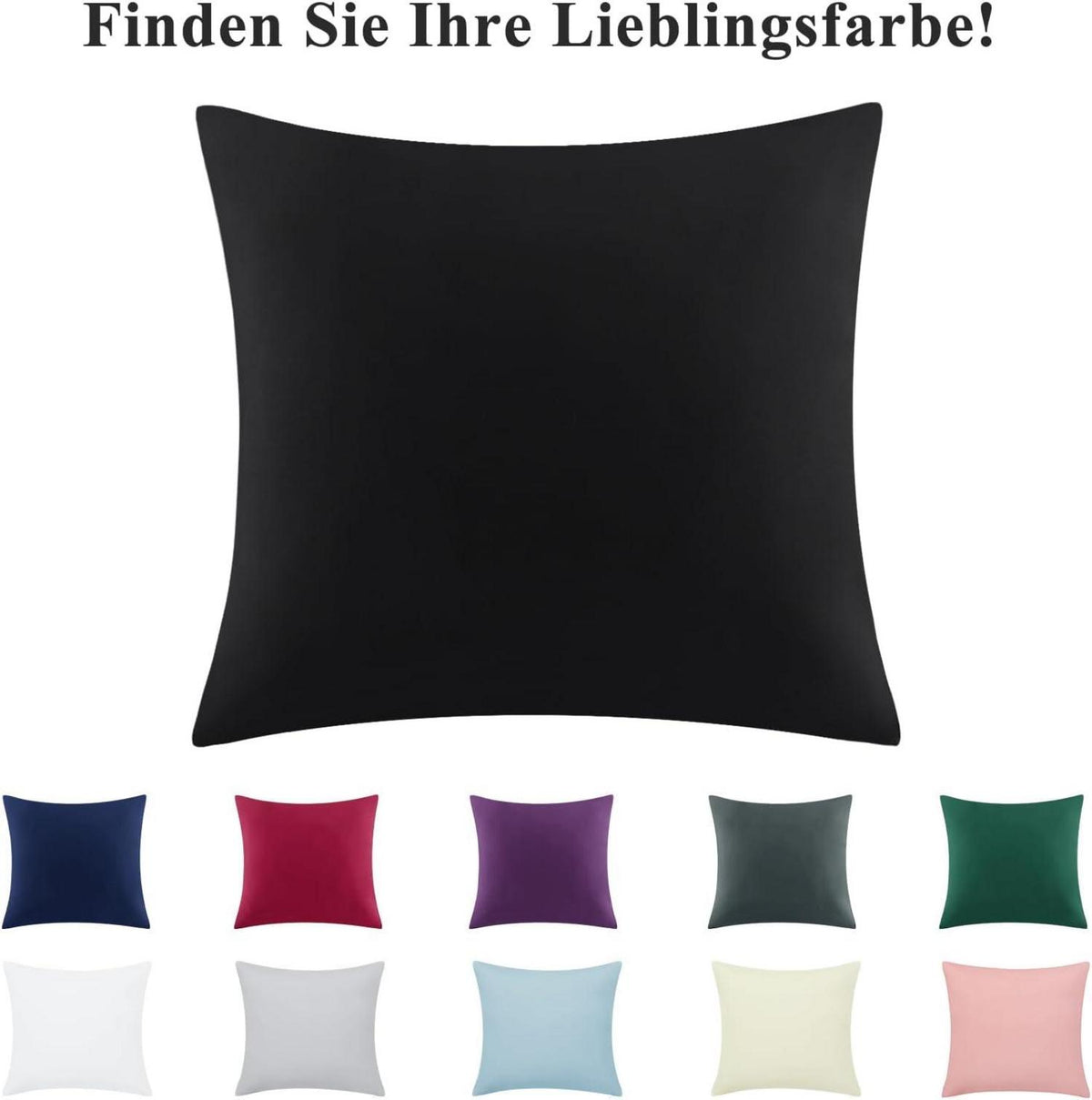 Kissenbezug 50x50 2er Set Schwarz Mikrofaser Reißverschluss