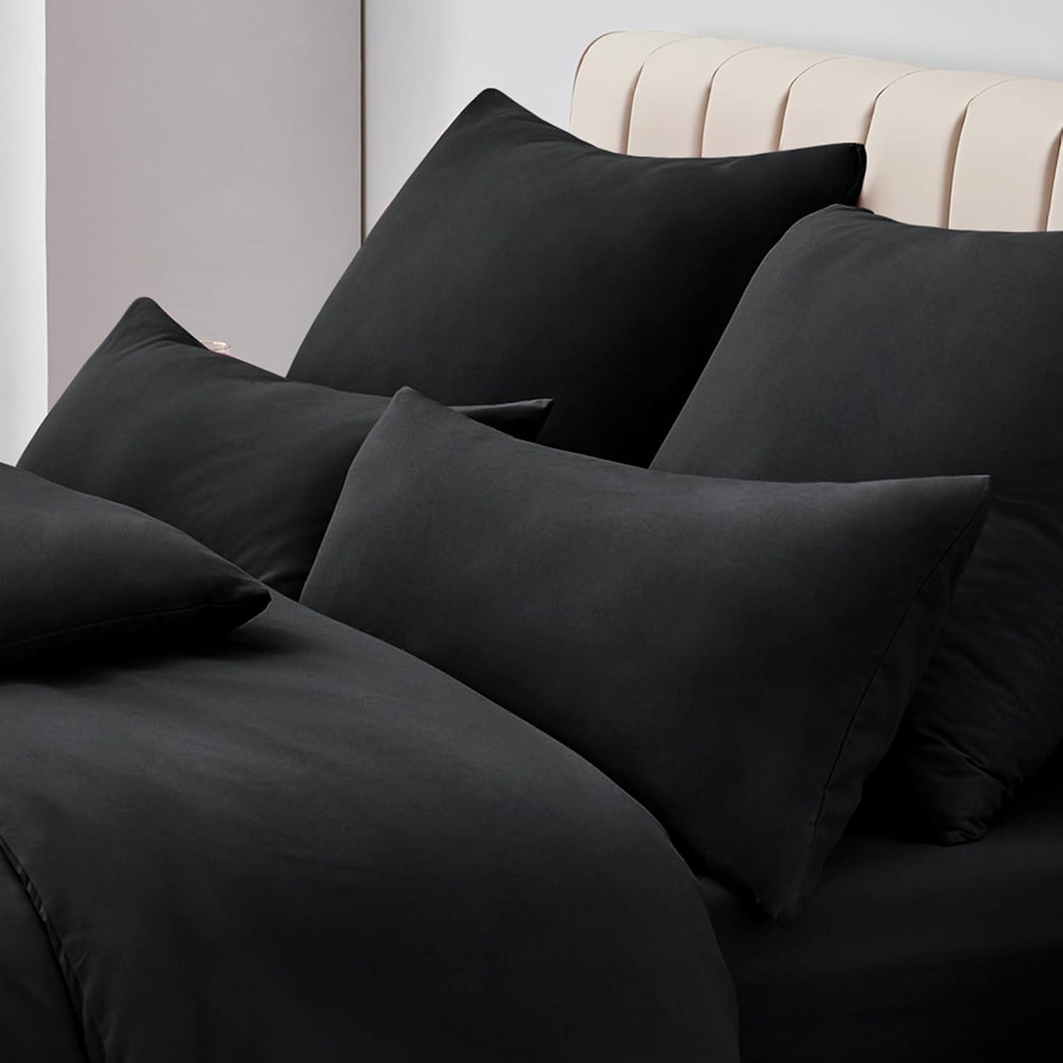 Kissenbezug Set Schwarz Mikrofaser Reißverschluss 40x80 cm