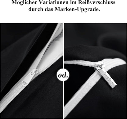 Kissenbezug Set 40x80 Schwarz Mikrofaser Reißverschluss weich 2er Pack