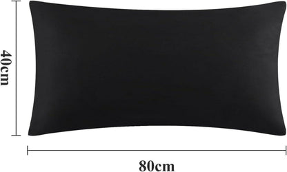 2er Set Kissenbezug 40x80 Schwarz Mikrofaser mit Reißverschluss