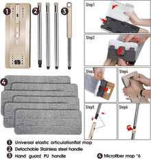 Bodenwischer mit Eimer Set und 6 Mikrofaser Wischpads